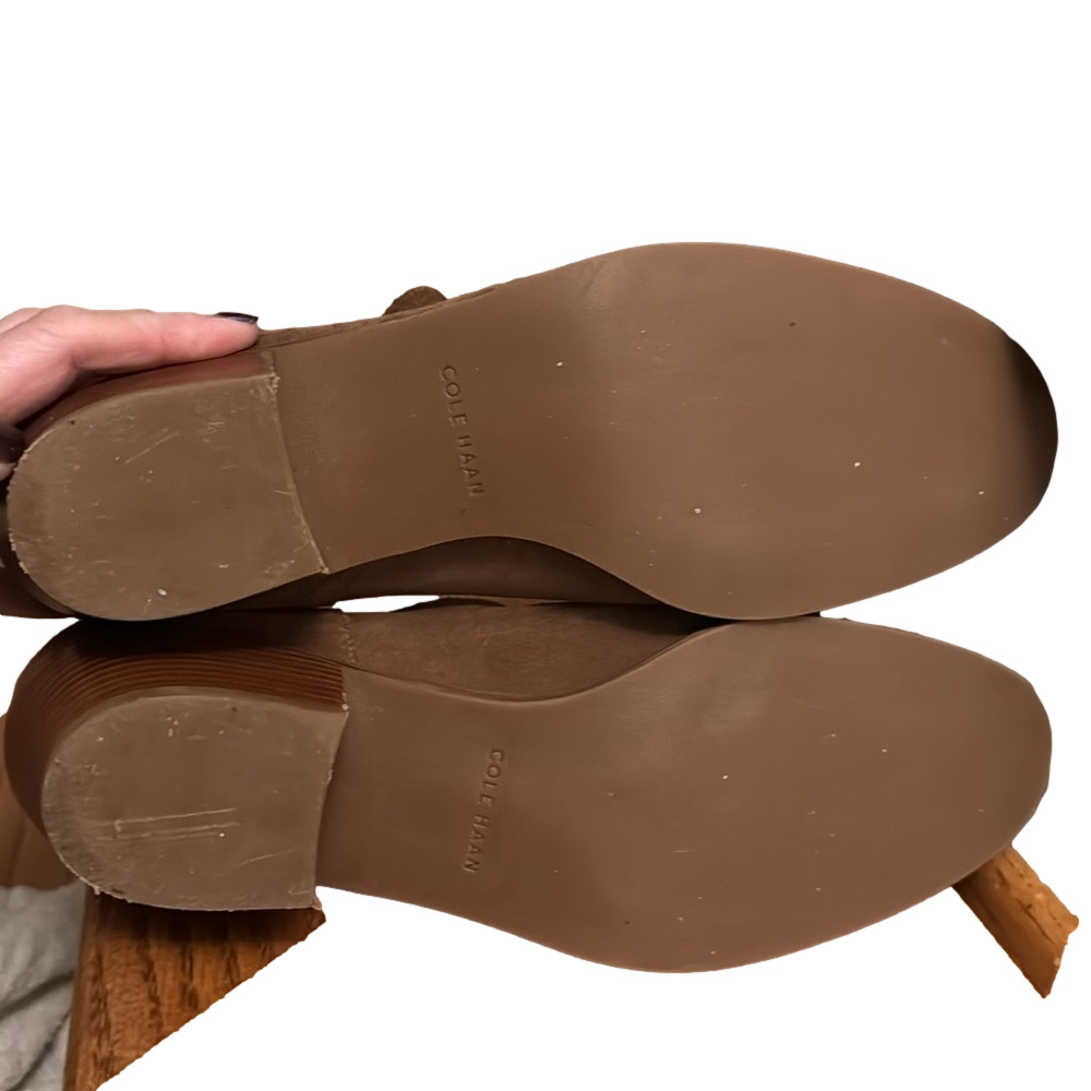 COLE HAAN Brown Mahogany Suede Alayna Slouch Booties, Womens Size 10 - Picture 7 of 9